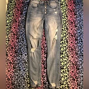 High rise ripped jeans